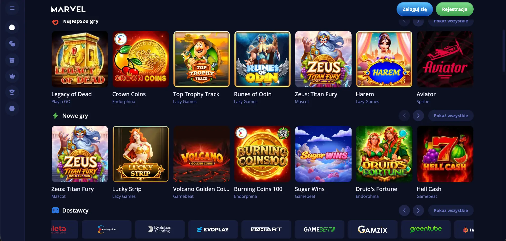 Gry hazardowe w Marvel Casino