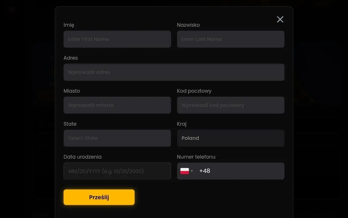 Rejestracja w 29Black Casino