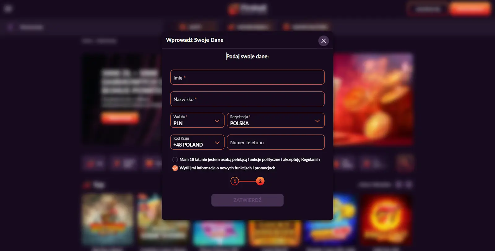 Rejestracja w Fireball Casino