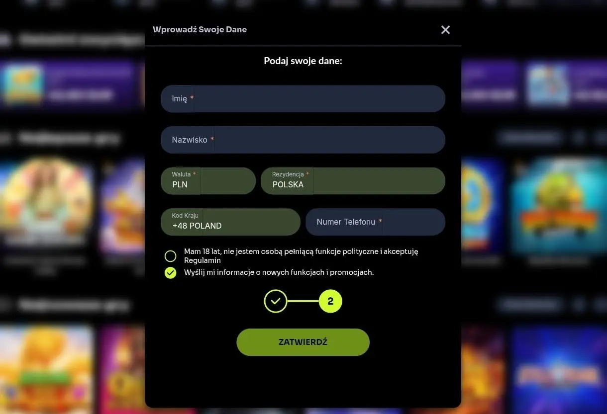 Rejestracja w Watchmewin Casino