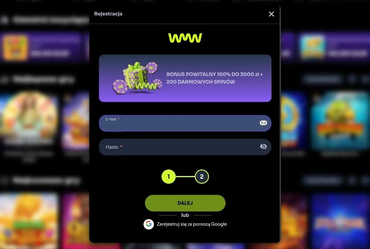 Rejestracja w Watchmewin Casino
