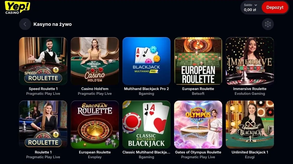 kasyno na zywo yep casino