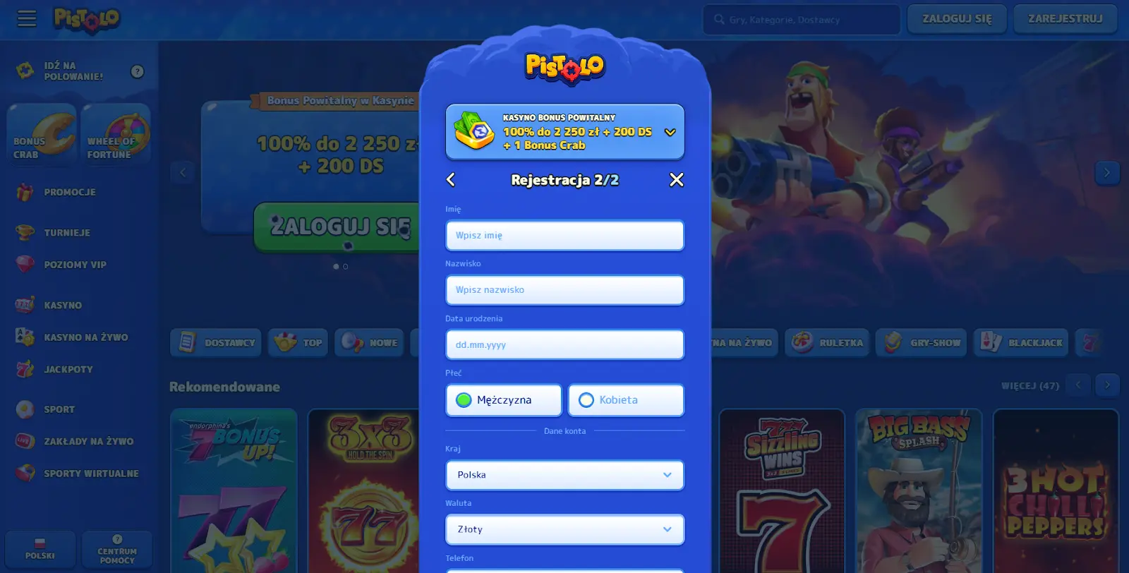pistolo casino rejestracja 2