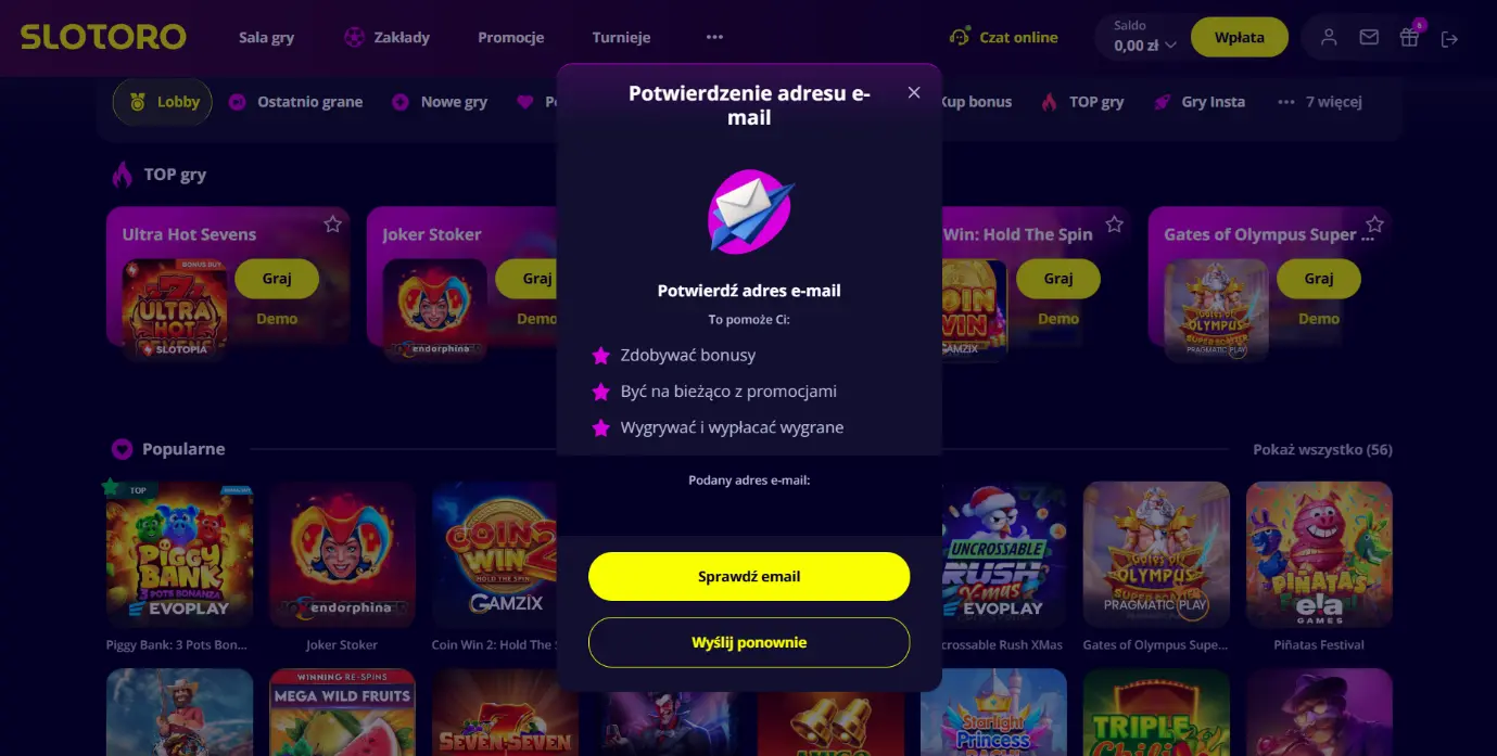slotoro casino rejestracja