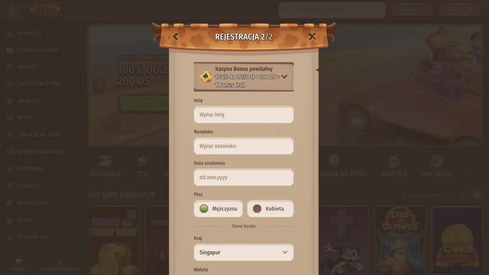 stonevegas online rejestracja