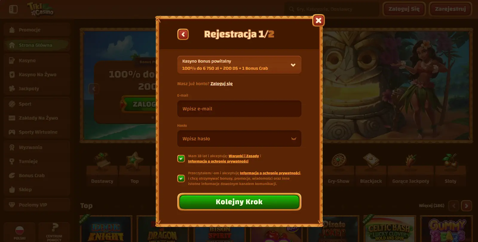 tiki casino rejestracja