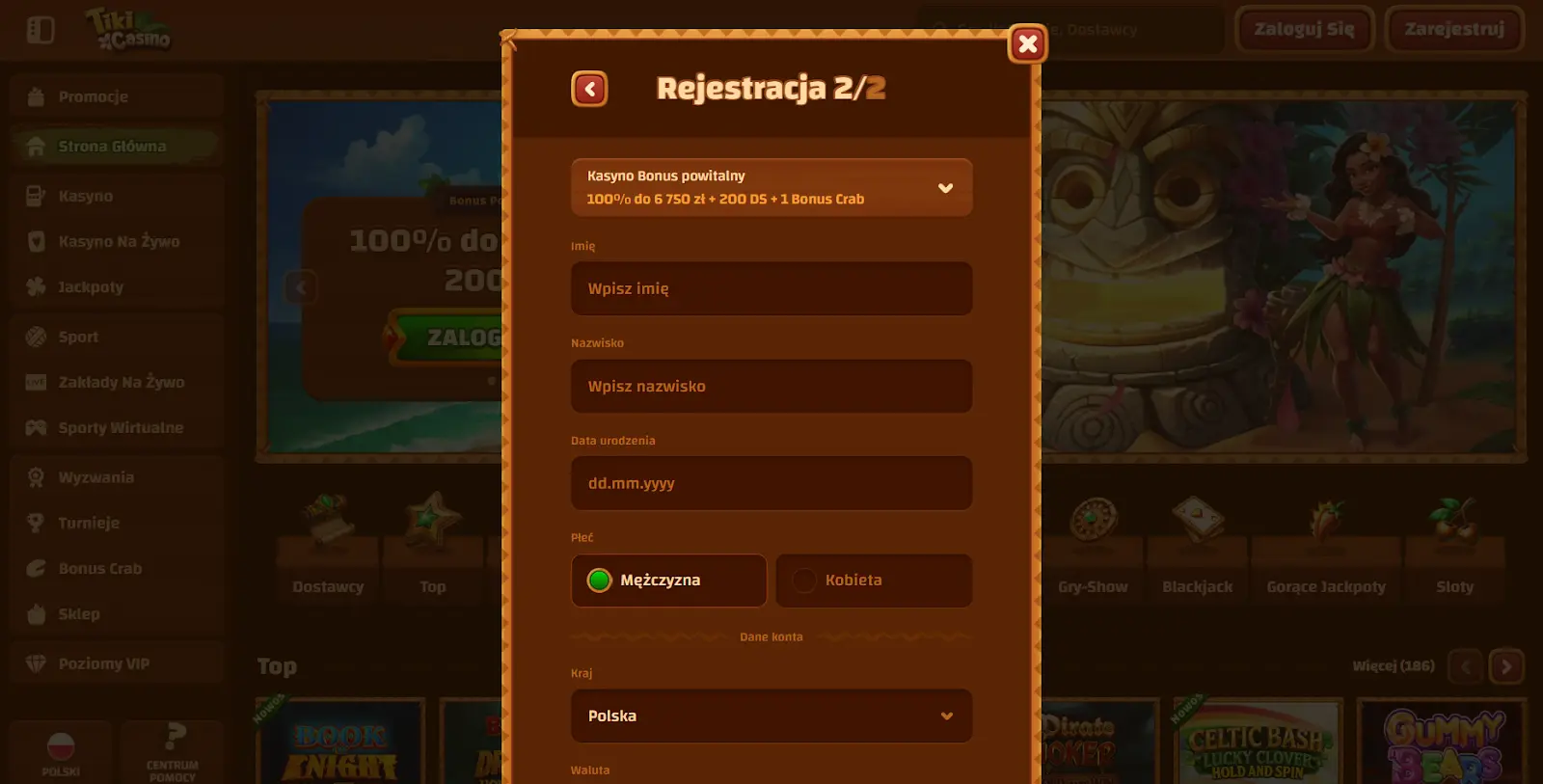 tiki casino rejestracja